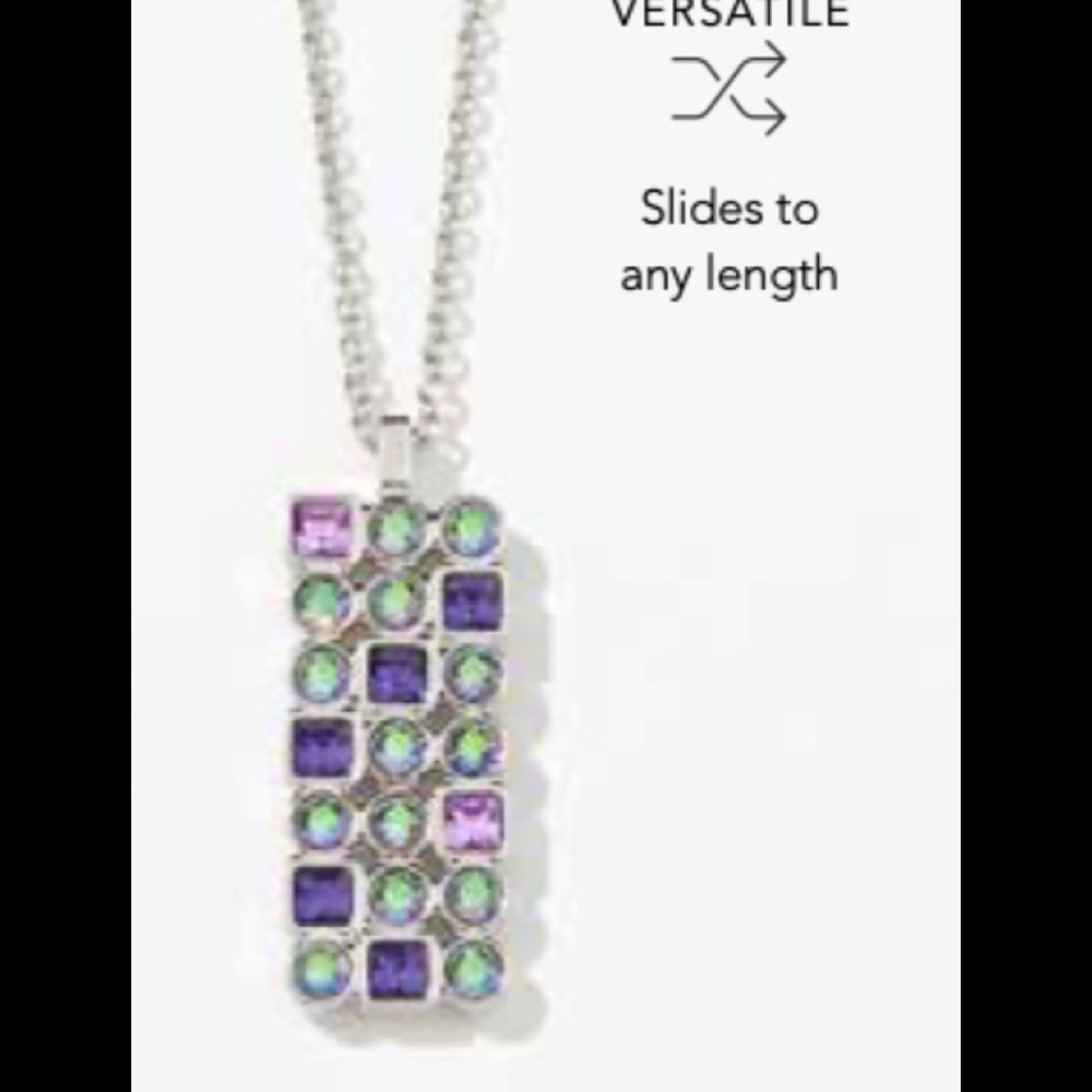 Touchstone Crystal by Swarovski Morse Code necklace pendant green & purple BNIB